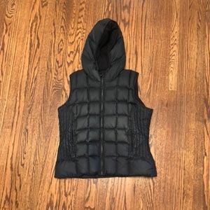 Old Navy Black Down Hooded Puffer Vest